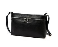 Středně velká kožená černá crossbody kabelka Luka no. 65 černá, kůže