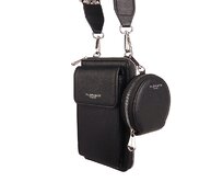 Malá černá crossbody kabelka (pouzdro na mobil a peněženka) Flora no. 50 černá, koženka, polyuretan