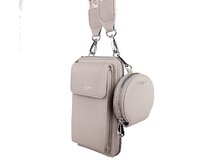 Malá béžová crossbody kabelka (pouzdro na mobil a peněženka) Flora no. 50 béžová, koženka, polyuretan