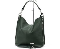 Velká kožená tmavězelená kabelka na rameno i crossbody MiaMore no. 053 tmavězelená, kůže