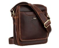 Pánská kožená tmavěhnědá crossbody taška Peterson TB-117-WAX tmavěhnědá, kůže