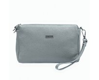 Malá tříoddílová kožená šedá crossbody kabelka Mia More no. 42 šedá, kůže