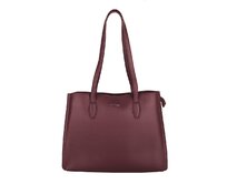 Velká tříoddílová tmavěvínová kabelka na rameno David Jones CM7796 tmavěvínová, syntetická kůže