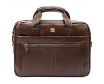 Kožená tmavěhnědá business taška (aktovka) Nordee S137 na notebook tmavěhnědá, kůže