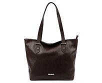 Velká tmavěhnědá kožená kabelka na rameno/do ruky MiaMore no. 58 tmavěhnědá, kůže