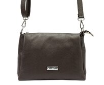 Malá/střední tříoddílová kožená tmavěhnědá crossbody kabelka Mia More no. 002 tmavěhnědá, kůže