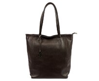 Velká tmavěhnědá kožená kabelka na rameno/do ruky Gregorio no. 28 tmavěhnědá, kůže