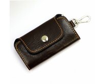 Pevná kožená tmavěhnědá klíčenka Florence 02 tmavěhnědá, kůže