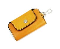 Pevná kožená žlutá klíčenka Florence 02 žlutá, kůže