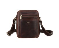 Středně velká pánská kožená hnědá crossbody taška Peterson 8020-WAX hnědá, kůže