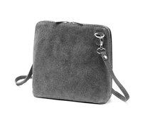 Tmavěšedá malá kožená - semišová - crossbody kabelka no. 03 tmavěšedá, kůže