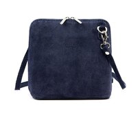 Tmavěmodrá malá kožená - semišová - crossbody kabelka no. 03 tmavěmodrá, kůže