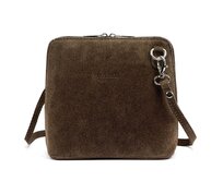Hnědá malá kožená - semišová - crossbody kabelka no. 03 hnědá, kůže