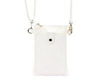 Dvouoddílová malá bílá kožená crossbody kabelka (pouzdro na mobil) Luka no. 070 bílá, kůže