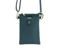 Dvouoddílová malá tyrkysová kožená crossbody kabelka (pouzdro na mobil) Luka no. 070 tyrkysová, kůže