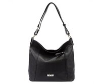 Středně velká kožená černá kabelka na rameno i crossbody MiaMore 145 černá, kůže