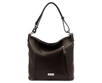Středně velká kožená tmavěhnědá kabelka na rameno i crossbody MiaMore 145 tmavěhnědá, kůže