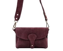 Malá kožená semišová tmavěvínová crossbody kabelka Luka no. 071 tmavěvínová, kůže