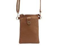 Dvouoddílová malá hnědá kožená crossbody kabelka (pouzdro na mobil) Luka no. 070 hnědá, kůže