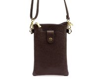 Dvouoddílová malá tmavěhnědá kožená crossbody kabelka (pouzdro na mobil) Luka no. 070 tmavěhnědá, kůže