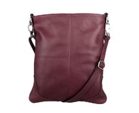 Střední/velká vínová kožená crossbody kabelka Vera Pelle no. 5509 NEW vínová, kůže