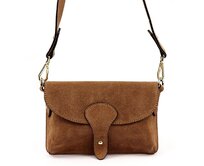 Malá kožená semišová hnědá crossbody kabelka Luka no. 071 hnědá, kůže