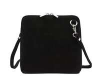 Černá malá kožená - semišová - crossbody kabelka no. 03 černá, kůže