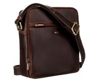 Dvouoddílová středně velká pánská kožená hnědá crossbody taška Peterson 8021-W hnědá, kůže