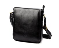 Kvalitní kožená hladká černá crossbody taška Florence no. 69 černá, kůže
