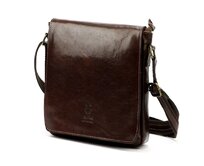 Kvalitní kožená hladká tmavěhnědá crossbody taška Florence no. 69 tmavěhnědá, kůže
