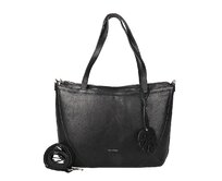 Tříoddílová velká značková černá kožená kabelka na rameno Gianni Conti no. 494 černá, kůže