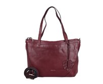 Tříoddílová velká značková tmavěčervená kožená kabelka na rameno Gianni Conti no. 494 tmavěčervená, kůže