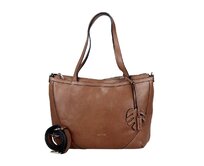 Tříoddílová velká značková hnědá kožená kabelka na rameno Gianni Conti no. 494 hnědá, kůže