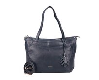 Tříoddílová velká značková tmavěmodrá kožená kabelka na rameno Gianni Conti no. 494 tmavěmodrá, kůže