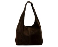 Kožená semišová tmavěhnědá kabelka na rameno Luka no. 68 tmavěhnědá, kůže