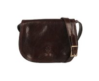Tmavěhnědá malá kožená crossbody kabelka no. 46 (new) hnědá, kůže