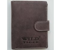 Tmavěhnědá pánská kožená peněženka na výšku Wild Tiger (AM-28-072A) hnědá, kůže