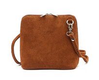 Světlehnědá malá kožená - semišová - crossbody kabelka no. 03 světlehnědá, kůže