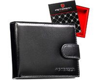 Pevná černá kožená peněženka Peterson no. N992L-NGV černá, kůže