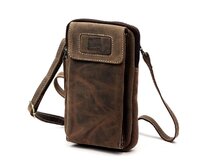 Malá pánská kožená hnědá crossbody taštička (pouzdro na mobil) Nordee hnědá, kůže