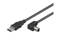 PremiumCord Kabel USB 2.0, A-B, 1m se zahnutým USB-B konektorem 90°