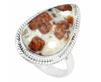 AutorskeSperky.com - Stříbrný prsten se spessartinem ve vápenci - S3042 Stříbro