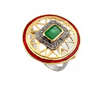 AutorskeSperky.com - Stříbrný prsten se smaragdem a diamanty 0.35 kt - S3096 Stříbro