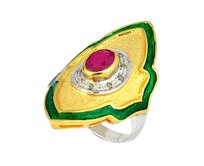 AutorskeSperky.com - Stříbrný prsten s rubínem a diamanty 0.25 kt - S3098 Stříbro