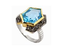 AutorskeSperky.com - Stříbrný prsten s topazem a diamanty 0.50 kt - S3099 Stříbro