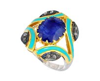 AutorskeSperky.com - Stříbrný prsten se safírem a diamanty 0.32 kt - S3101 Stříbro