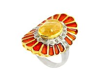 AutorskeSperky.com - Stříbrný prsten s turmalínem a diamanty 0.50 kt - S3103 Stříbro