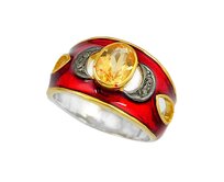 AutorskeSperky.com - Stříbrný prsten s citrínem a diamanty 0.10 kt - S3112 Stříbro