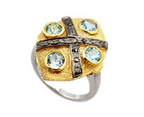AutorskeSperky.com - Stříbrný prsten s topazem a diamanty 0.32 kt - S3115 Stříbro