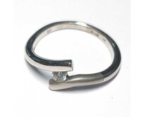 AutorskeSperky.com - 14 kt zlatý prsten s briliantem 0.06 kt - S5779 Bílé zlato